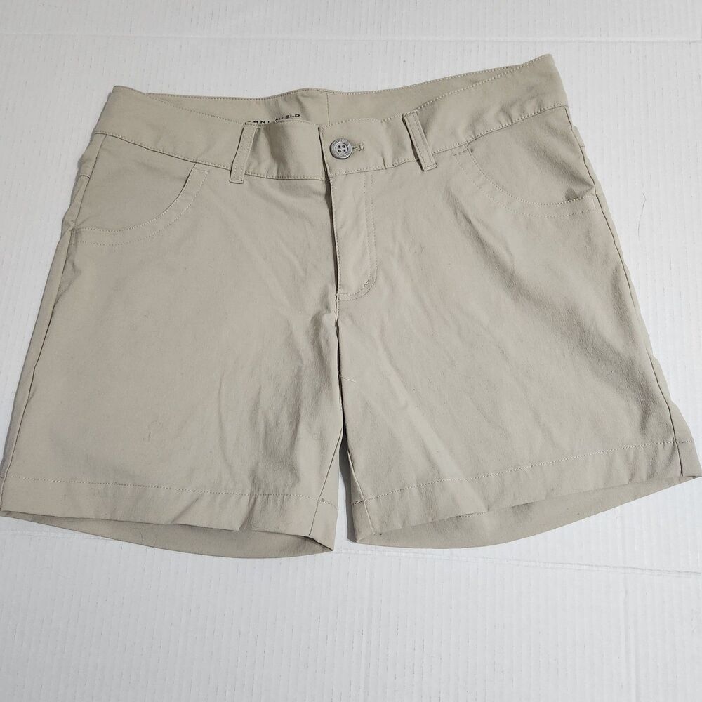 Columbia Omni-Shield Women's Hiking Shorts Size 10 Khaki Outdoor Trail Stretch